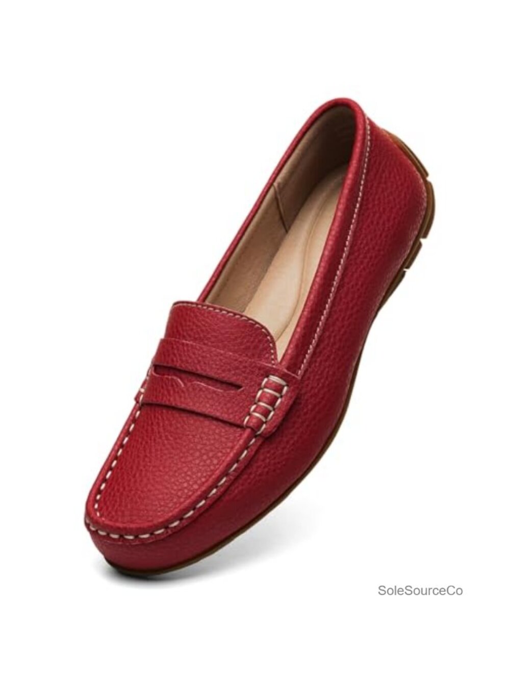 Pebbled Leather Penny Loafers Slip-Ons Memory Foam Comfort Work Shoes